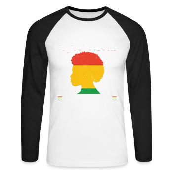 Afro Mom Like A Normal Mom Just Much Cooler Black - Unisex Baseballshirt langarm - Weiß/Schwarz - Vorne - Nik (191cm)