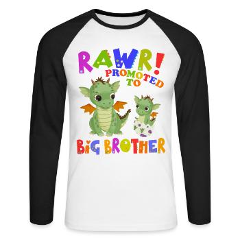 Rawr! Promu à Big Brother Cute - T-shirt baseball manches longues Homme - blanc/noir - Devant - Nik (191cm)