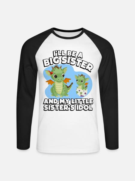 Jeg skal være storesøster og idolet - Langærmet herre-baseballshirt - hvid/sort