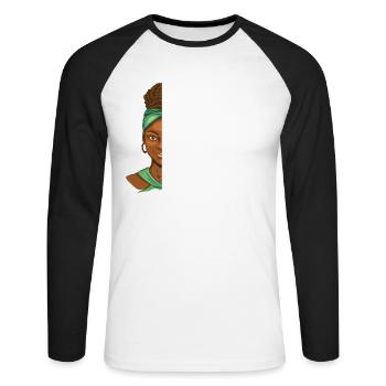 They Whispered To Her That She Was Not The Storm - Unisex Long Sleeve Baseball T-Shirt - white/black - Front - Nik (191cm)