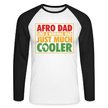 Afro Dad Like A Normal Dad Just Mucher Cooler Black - T-shirt baseball manches longues Homme - blanc/noir - Devant - Nik (191cm)