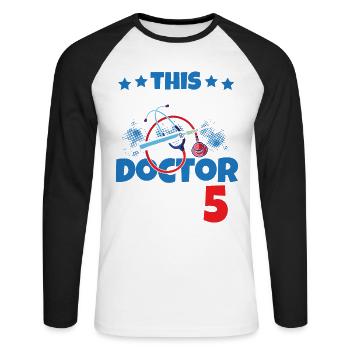 Ce futur médecin a maintenant 5 docteurs enfant 5. - T-shirt baseball manches longues Homme - blanc/noir - Devant - Nik (191cm)