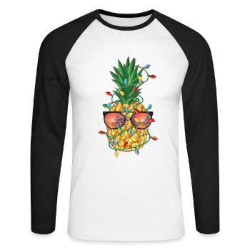 Christmas Fruit Pineapple Holiday Outfit X-Mas - Unisex Long Sleeve Baseball T-Shirt - white/black - Front - Nik (191cm)