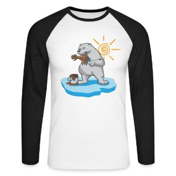 Umweltschutz Klimawandel Tag der Erde Eisbär Demo - Unisex Baseballshirt langarm - Weiß/Schwarz - Vorne - Nik (191cm)