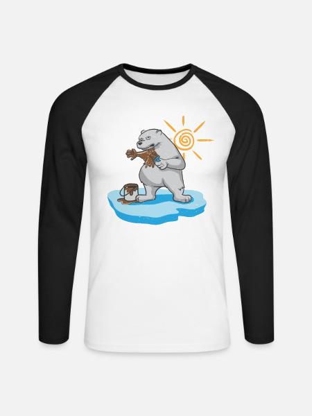 Umweltschutz Klimawandel Tag der Erde Eisbär Demo - Unisex Baseballshirt langarm - Weiß/Schwarz