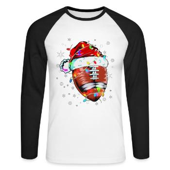 Joueur de football Costume de football Noël Noël X-Mas - T-shirt baseball manches longues Homme - blanc/noir - Devant - Nik (191cm)