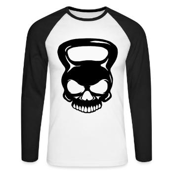 Kettlebell Skull - Skull Ball Dumbbell - Unisex Long Sleeve Baseball T-Shirt - white/black - Front - Nik (191cm)