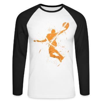 Basketball Basketball Player Dunking Grunge Splash - Unisex Long Sleeve Baseball T-Shirt - white/black - Front - Nik (191cm)