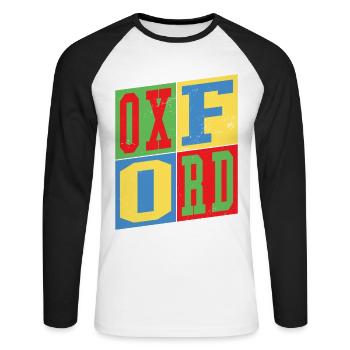 Oxford England UK Stadt Bunt Skyline Heimat - Unisex Baseballshirt langarm - Weiß/Schwarz - Vorne - Nik (191cm)