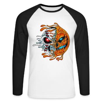 Burning Pumpkin Luminous Skeleton Halloween - Unisex Long Sleeve Baseball T-Shirt - white/black - Front - Nik (191cm)