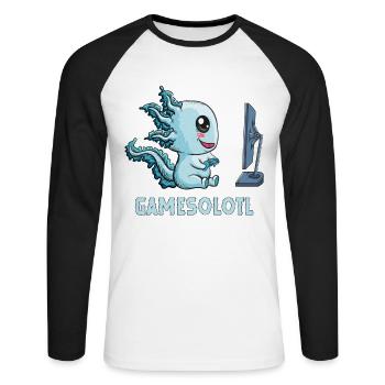 Moch Axolotl sur PC Jeux de joueurs Jouer Gamesolotl - T-shirt baseball manches longues Homme - blanc/noir - Devant - Nik (191cm)