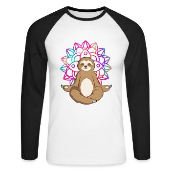 Sloth Mandala Sloth Yoga Shirt Tenue de Yoga - T-shirt baseball manches longues Homme - blanc/noir - Devant - Nik (191cm)