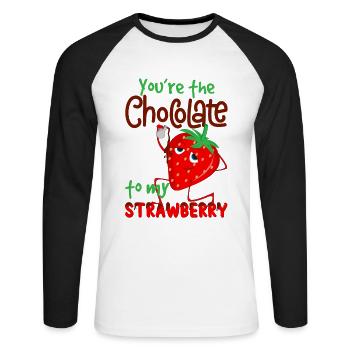 Kombination Erdbeere Schokolade Lecker essen - Unisex Baseballshirt langarm - Weiß/Schwarz - Vorne - Nik (191cm)