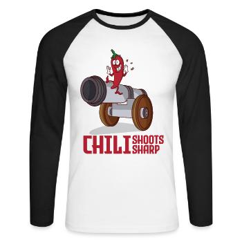 A funny chili pups and shoots hot - Unisex Long Sleeve Baseball T-Shirt - white/black - Front - Nik (191cm)