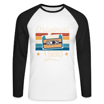 Born Gift Original 1980 Gift Idea 1980 - T-shirt baseball manches longues Homme - blanc/noir - Devant - Nik (191cm)
