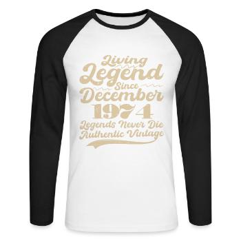 Il était une fois une légende. Décembre 1974 Naissance - T-shirt baseball manches longues Homme - blanc/noir - Devant - Nik (191cm)