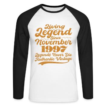Il était une fois une légende. Novembre 1997 Naissance - T-shirt baseball manches longues Homme - blanc/noir - Devant - Nik (191cm)