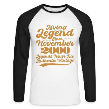 Il était une fois une légende. Novembre 2000 Naissance - T-shirt baseball manches longues Homme - blanc/noir - Devant - Nik (191cm)