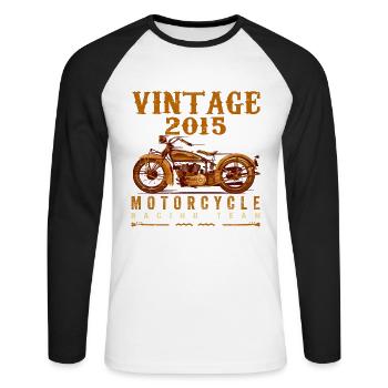 Les légendes sont nées en 2015 et conduisent des motos - T-shirt baseball manches longues Homme - blanc/noir - Devant - Nik (191cm)