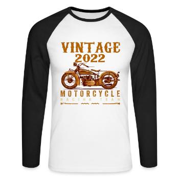 Les légendes sont nées en 2022 et conduisent des motos - T-shirt baseball manches longues Homme - blanc/noir - Devant - Nik (191cm)