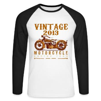 Les légendes sont nées en 2013 et conduisent des motos - T-shirt baseball manches longues Homme - blanc/noir - Devant - Nik (191cm)