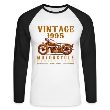Legends were born in 1995 and ride motorcycles - Unisex Long Sleeve Baseball T-Shirt - white/black - Front - Nik (191cm)