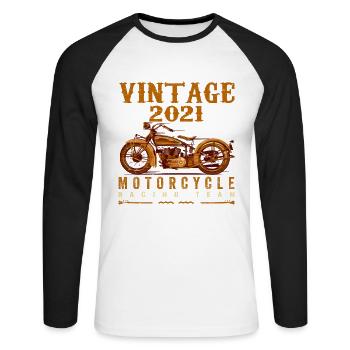 Les légendes sont nées en 2021 et conduisent des motos - T-shirt baseball manches longues Homme - blanc/noir - Devant - Nik (191cm)