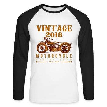Legends were born in 2018 and ride motorcycles - Unisex Long Sleeve Baseball T-Shirt - white/black - Front - Nik (191cm)