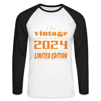 2024 Vintage Retro Geburtstag Bday Geschenk 2024 - Unisex Baseballshirt langarm - Weiß/Schwarz - Vorne - Nik (191cm)