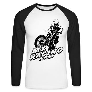 Supercross - Moto Cross - Motocross - T-shirt baseball manches longues Homme - blanc/noir - Devant - Nik (191cm)