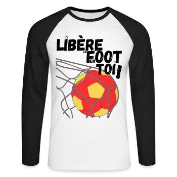 Libère le foot en toi - T-shirt baseball manches longues Homme - blanc/noir - Devant - Nik (191cm)