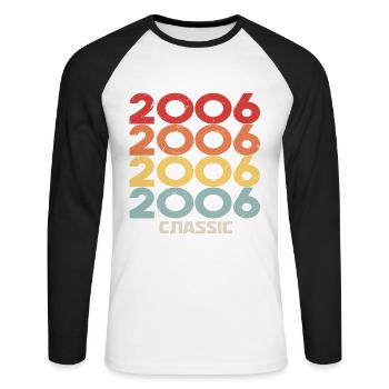 2006 Jubiläum im klassischen Vintage-Stil 2006 - Unisex Baseballshirt langarm - Weiß/Schwarz - Vorne - Nik (191cm)