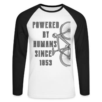 PROPULSÉ PAR L’HOMME DEPUIS 1853 - T-shirt baseball manches longues Homme - blanc/noir - Devant - Nik (191cm)