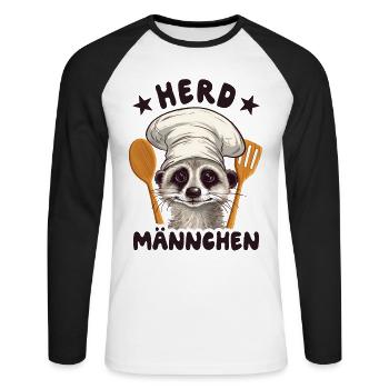 Herdmännchen Erdmännchen Koch - Unisex Baseballshirt langarm - Weiß/Schwarz - Vorne - Nik (191cm)