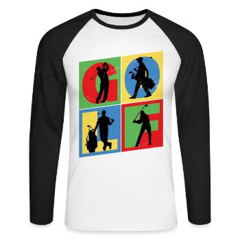 Golf Golfen Golfspieler Sport Hobby Club Vintage - Unisex Baseballshirt langarm - Weiß/Schwarz - Vorne - Nik (191cm)
