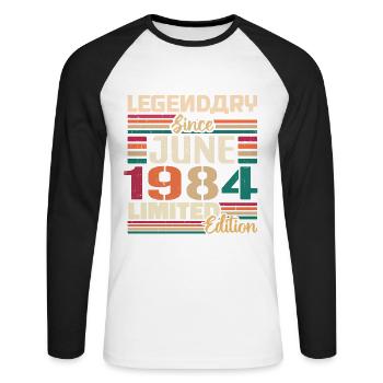 Legendary June 1984 Limited Edition June 1984 - Unisex Baseballshirt langarm - Weiß/Schwarz - Vorne - Nik (191cm)