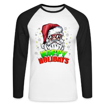 Christmas Happy Holiday Santa Claus - Unisex Long Sleeve Baseball T-Shirt - white/black - Front - Nik (191cm)