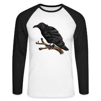 Corbeau à plumes noires Corneille chanteuse rusée - T-shirt baseball manches longues Homme - blanc/noir - Devant - Nik (191cm)