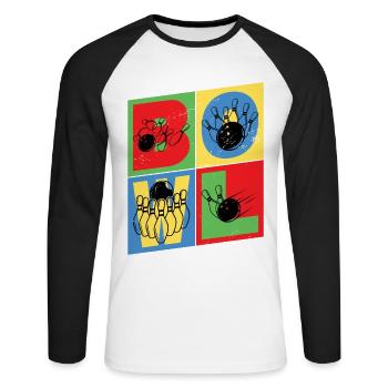 Bowling Bowling Bowling Ball Pins Bowling Players - Unisex Long Sleeve Baseball T-Shirt - white/black - Front - Nik (191cm)