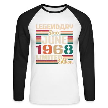 Légendaire Juin 1968 Edition Limitée Juin 1968 - T-shirt baseball manches longues Homme - blanc/noir - Devant - Nik (191cm)