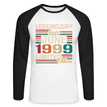 Legendary June 1999 Limited Edition June 1999 - Unisex Long Sleeve Baseball T-Shirt - white/black - Front - Nik (191cm)