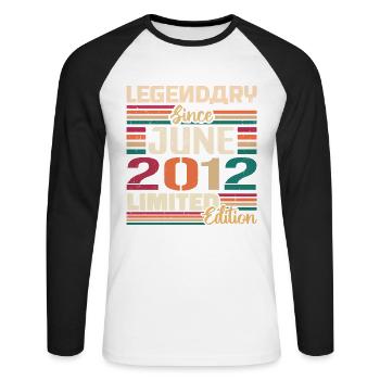 Legendary June 2012 Limited Edition June 2012 - Unisex Long Sleeve Baseball T-Shirt - white/black - Front - Nik (191cm)
