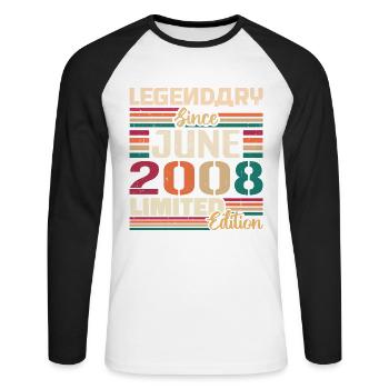 Legendary June 2008 Limited Edition June 2008 - Unisex Long Sleeve Baseball T-Shirt - white/black - Front - Nik (191cm)