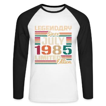 July 1985 Anniversary July 1985 July Year - Unisex Long Sleeve Baseball T-Shirt - white/black - Front - Nik (191cm)