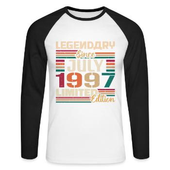 July 1997 Anniversary July 1997 July Year - Unisex Long Sleeve Baseball T-Shirt - white/black - Front - Nik (191cm)