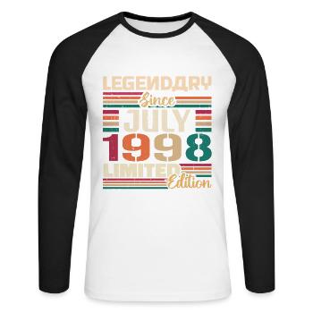 July 1998 Anniversary July 1998 July Vintage - Unisex Long Sleeve Baseball T-Shirt - white/black - Front - Nik (191cm)