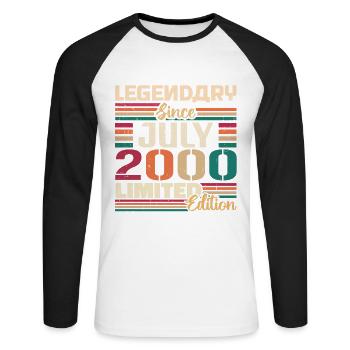 Juli 2000 Jahrestag Juli 2000 Juli Jahrgang - Unisex Baseballshirt langarm - Weiß/Schwarz - Vorne - Nik (191cm)