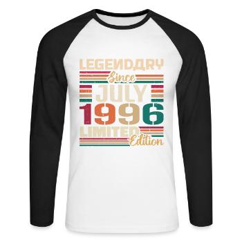 July 1996 Anniversary July 1996 July Vintage - Unisex Long Sleeve Baseball T-Shirt - white/black - Front - Nik (191cm)