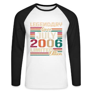 Juli 2006 Jahrestag Juli 2006 Juli Jahrgang - Unisex Baseballshirt langarm - Weiß/Schwarz - Vorne - Nik (191cm)