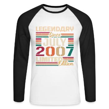 Juli 2007 Jahrestag Juli 2007 Juli Jahrgang - Unisex Baseballshirt langarm - Weiß/Schwarz - Vorne - Nik (191cm)